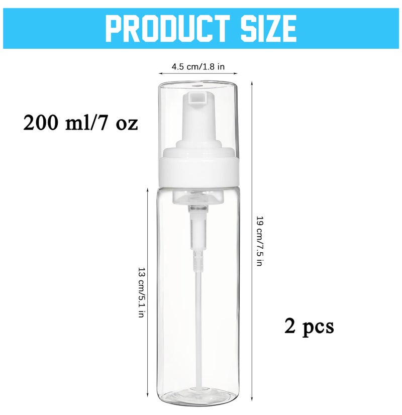 JOLYEAK 2PCS Foam Pump Bottle, Foaming Dispenser Bottle, Foaming Hand Soap Dispensers, Travel Size Foam Spray Bottles for Body Wash, Lash Cleanser, Shampoo, 200 ml/7 OZ - Image 2